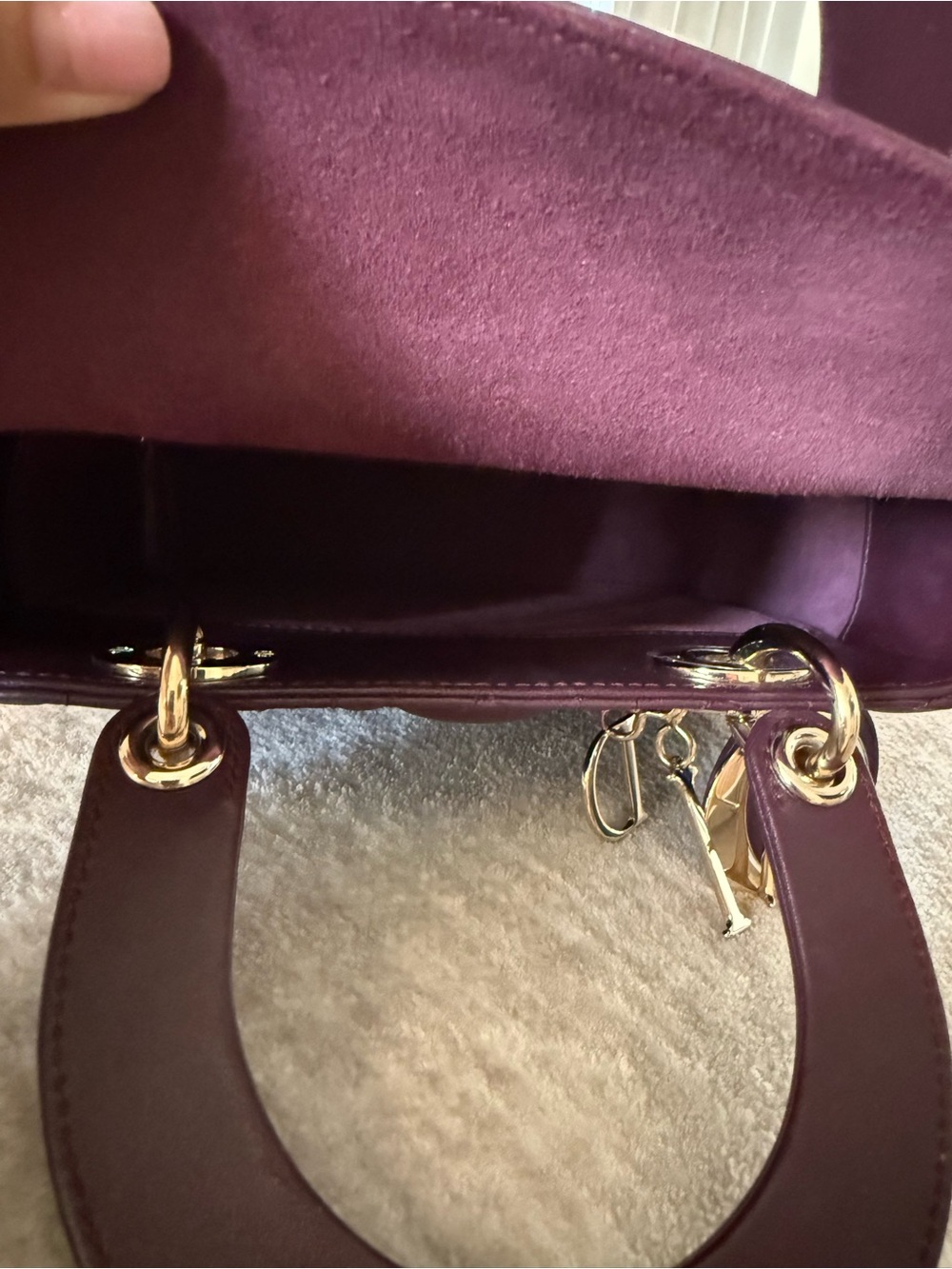 Authentic Christian Dior Small Lady Dior My ABCDior – Burgundy Lambskin - Picture 11 of 17